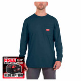 Milwaukee 4932493045 Long Sleeve Work T-Shirt, Blue (Size L)