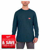 Milwaukee 4932493047 Long Sleeve Work T-Shirt, Blue (Size XXL)