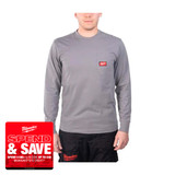 Milwaukee 4932493038 Long Sleeve Work T-Shirt, Grey (Size S)