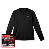 Milwaukee 4932493082 Warm Weather Long Sleeve T-Shirt, Black (Size XXL)