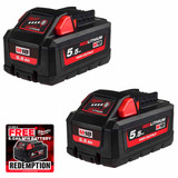 Milwaukee M18HB5.5 18V 5.5Ah HIGH OUTPUT™ Redlithum-ion Battery (Twin Pack)