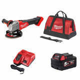 Milwaukee MILM18FSAG115X-501B 18V Fuel 115mm Angle Grinder with 1x 5.0Ah Battery, Rapid Charger & Contractor Tool Bag