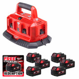 Milwaukee M1418 C6 M14-M18 240V Multibay Charger with 6x 5.0Ah Batteries