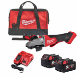Milwaukee M18FSAGF125XPDB 18V Fuel 125mm Braking Angle Grinder Paddle Switch with 2x 5.0Ah Batteries, Charger and Tool Bag