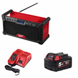Milwaukee M18RADDAB+G2-501 Jobsite Radio DAB+ with 1x 5.0Ah Battery & Fast Charger