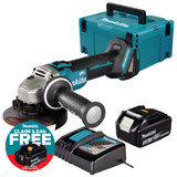 Makita DGA504Z 18V LXT Brushless 125mm Angle Grinder with 1x 3.0Ah Battery, Charger and Makpac Carry Case
