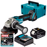 Makita DGA504Z 18V LXT Brushless 125mm Angle Grinder with 1x 6.0Ah Battery, Charger and Makpac Carry Case