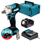 Makita DTW300Z LXT 18V Brushless 1/2" Impact Wrench with 1x 3.0Ah Battery, Charger and Makpac Carry Case