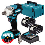 Makita DTW300Z LXT 18V Brushless 1/2" Impact Wrench with 2x 3.0Ah Batteries, Charger and Makpac Carry Case