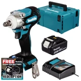 Makita DTW300Z LXT 18V Brushless 1/2" Impact Wrench with 1x 4.0Ah Battery, Charger and Makpac Carry Case