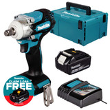 Makita DTW300Z LXT 18V Brushless 1/2" Impact Wrench with 1x 6.0Ah Battery, Charger and Makpac Carry Case