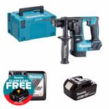 Makita DHR171Z 18V LXT Brushless 17mm SDS+ Rotary Hammer with 1x 5.0Ah Battery, Charger and Makpac Carry Case