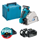 Makita DSP600ZJ Twin 18V LXT 165mm Cordless Plunge Saw with 2x 6.0Ah Batteries, Charger and Makpac Carry Case