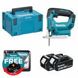 Makita DJV186Z LXT 18V Cordless Jigsaw with 2x 4.0Ah Batteries, Charger and Makpac Carry Case