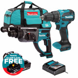 Makita 18V LXT Brushless SDS+ Rotary Hammer and Combi Drill Kit with 2x 5.0Ah Batteries, Charger and Tool Bag