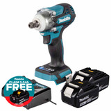 Makita DTW301Z 18V LXT Brushless 1/2" Impact Wrench with 2x 5.0Ah Batteries, Charger and Makpac 3 Case