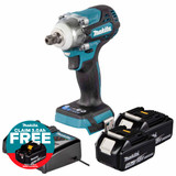 Makita DTW301Z 18V LXT Brushless 1/2" Impact Wrench with 2x 6.0Ah Batteries, Charger and Makpac 3 Case