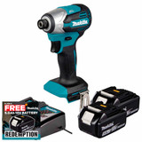 Makita DTD158Z 18V LXT Impact Driver with 2x 5.0Ah Batteries, Charger and Makpac 3 Case