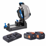 Evolution S355CPS-Li Twin 18V Brushless 355mm Metal Cutting Chop Saw with 2x 8.0Ah Batteries and Dual Port Fast Charger