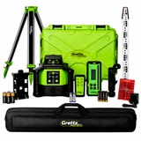 Grettz G70 Red Beam Dual Grade Rotary Laser Kit With Tripod, Staff and Receiver