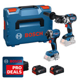 Bosch GSB18V-110C GDR18V-215 Cordless Twin Kit with 2x 5.0Ah Batteries, Charger and Case 0615A500A2