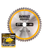 DeWalt DT1957 Stationary Construction Circular Saw Blade 250 x 30mm x 48T