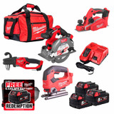 Milwaukee M18FPP5L 18V FUEL Woodworking 5pc Kit with 3x 5.0Ah Batteries