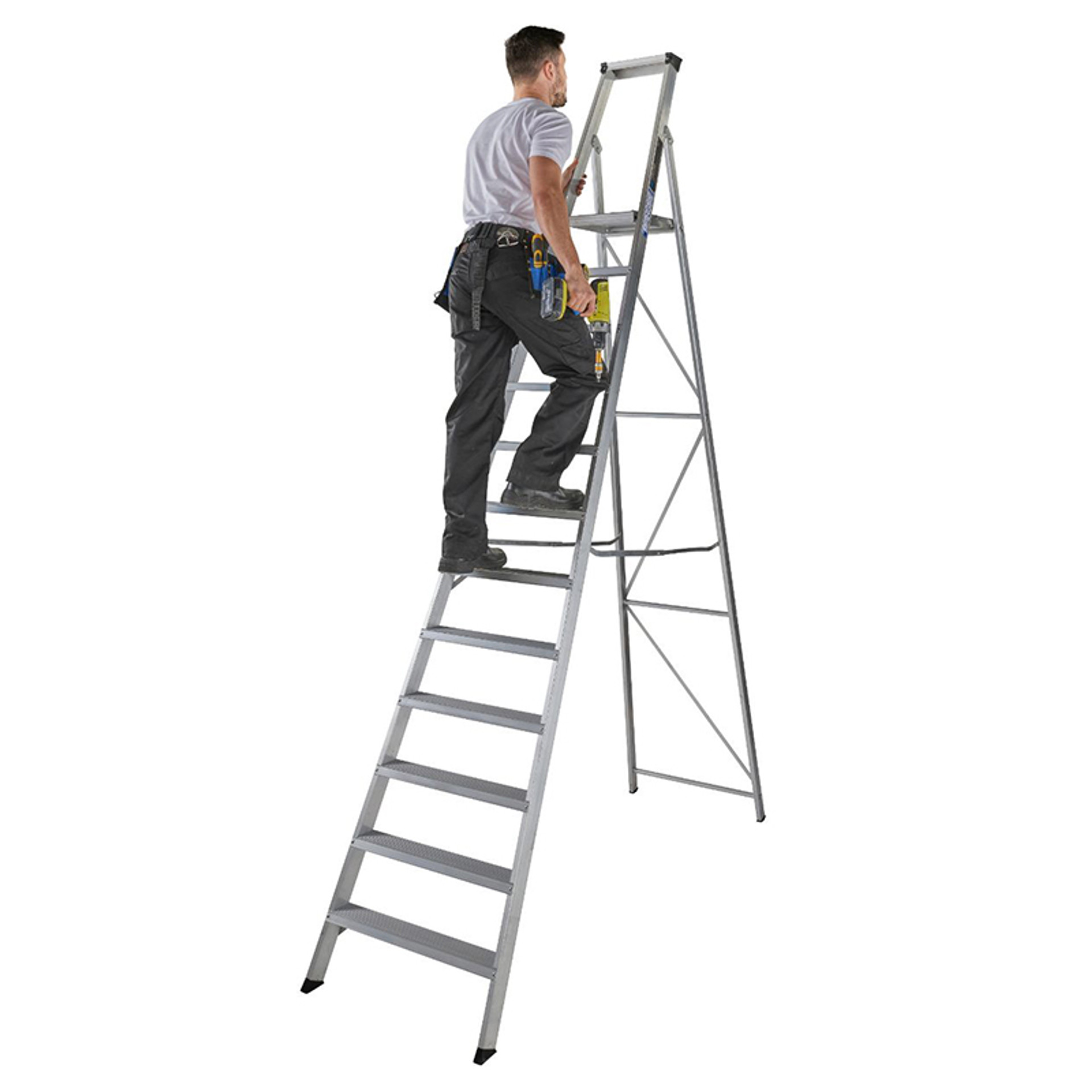 Youngman 31231218 Platform Stepladder 12 Tread Builders Step Ladder