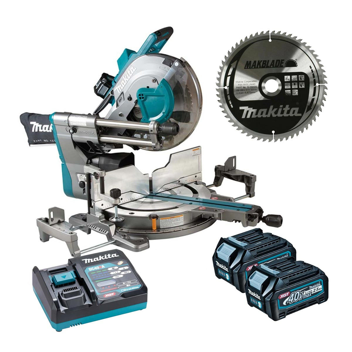 Makita LS003GD201 40V Max Bl 305mm Mitre Saw 2x Batteries Toolden