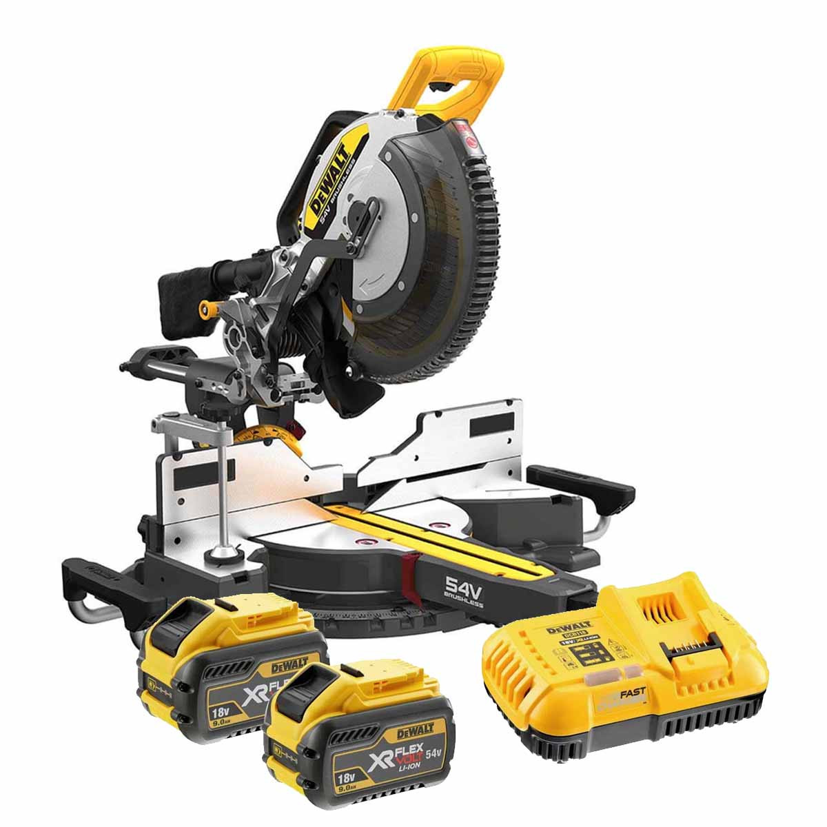 DeWalt DCS781X2 54V XR Flexvolt Brushless 305mm Mitre Saw with 2x  Batteries