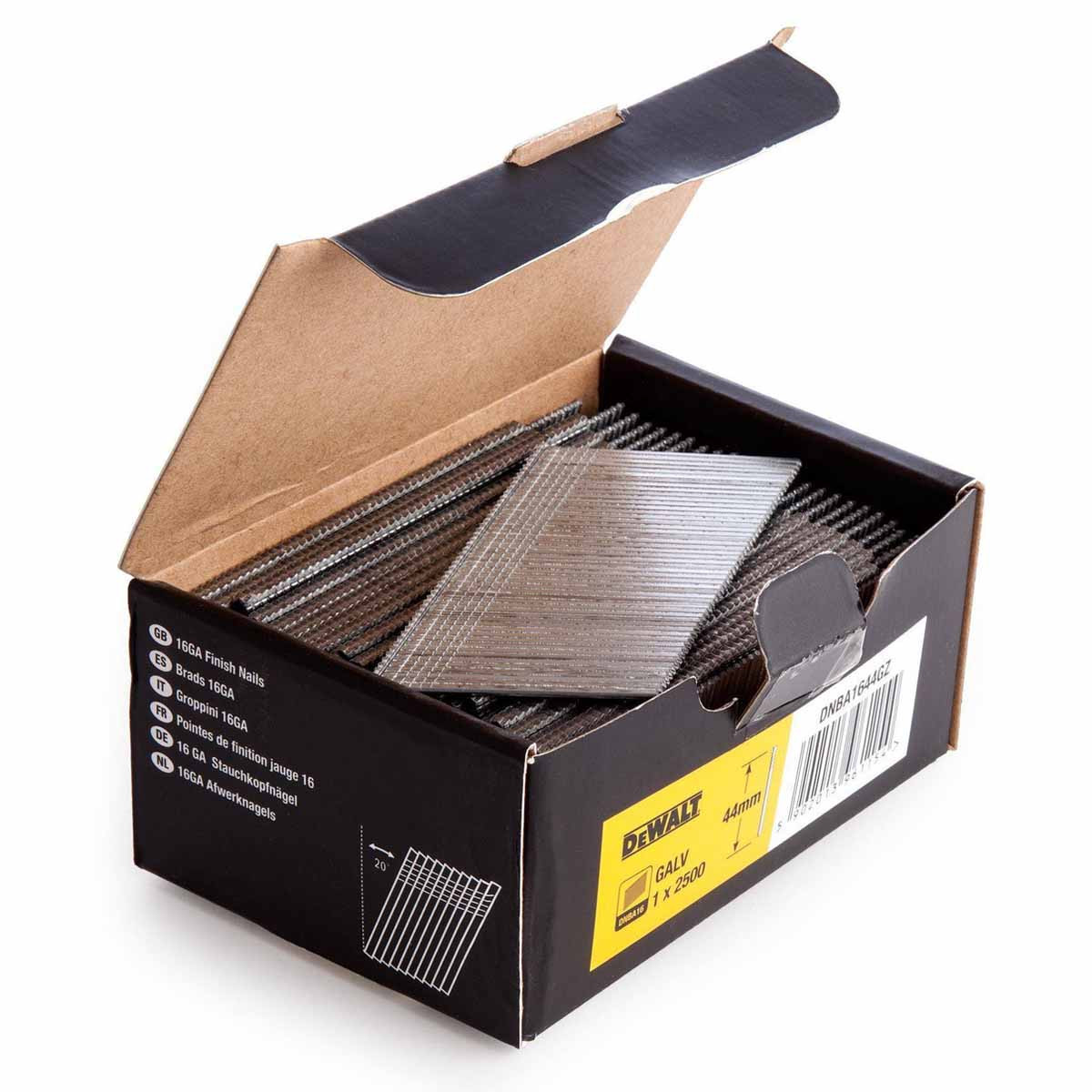 DeWalt DNBA1650GZ 16G 50mm Angled Galvanised 2nd Fix Nails (2500 Pack)