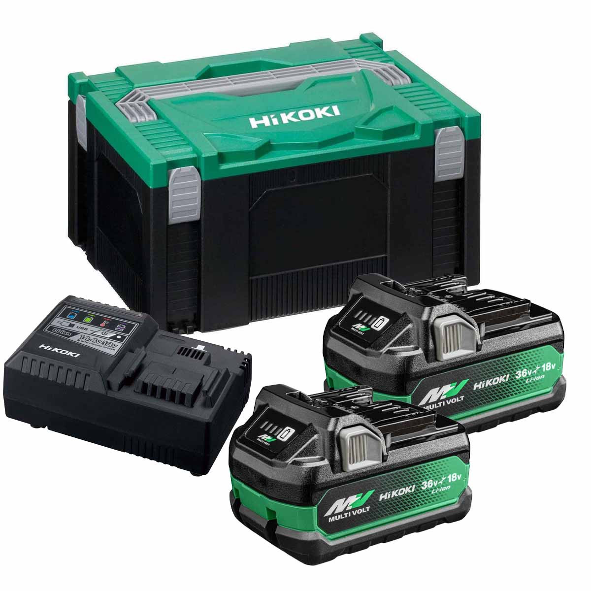 HiKOKI Battery Set with 2x BSL36A18, Charger & HSC3 Case | Toolden