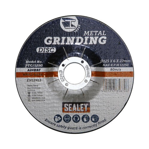 Sealey PTC/125G Grinding Disc 125 x 6mm 22mm Bore