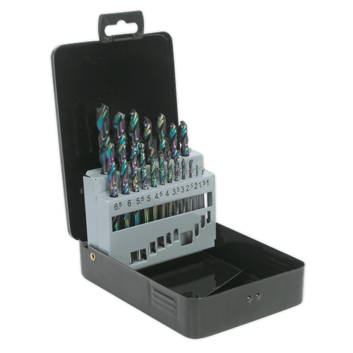 Sealey S0868 HSS Drill Bit Set 19pc Edge Ground Metric DIN 338