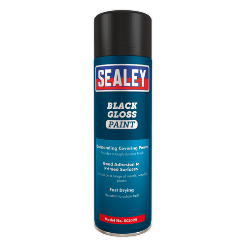 Sealey SCS025 Black Gloss Paint 500ml Pack of 6