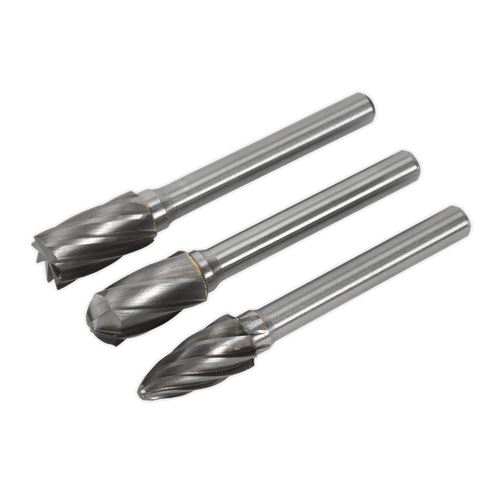 Sealey SDBCK3 Tungsten Carbide Rotary Burr Set 3pc Ripper/Coarse