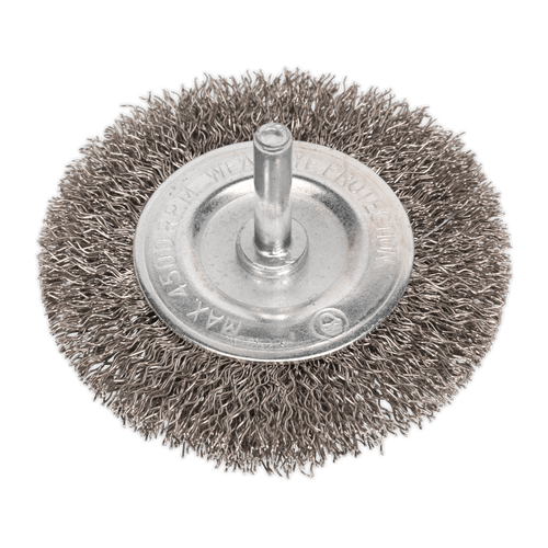 Sealey SFBS75 Flat Wire Brush Stainless Steel 75mm with 6mm Shaft