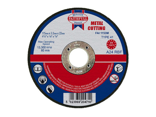 Faithfull FAI1153M Metal Cut Off Disc 115 x 3.2 x 22.23mm