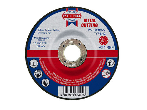 Faithfull FAI1253MDC Depressed Centre Metal Cutting Disc 125 x 3.2 x 22.23mm