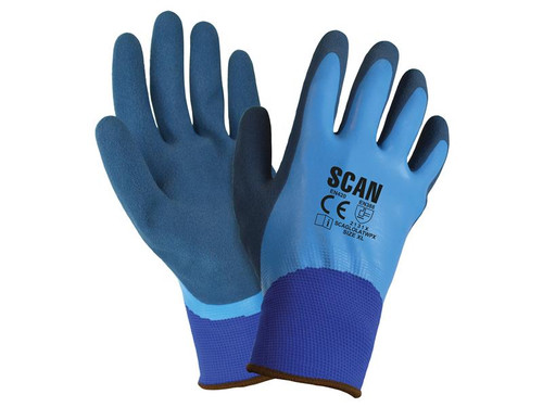 Scan SCAGLOLATWP Waterproof Latex Gloves - L (Size 9)