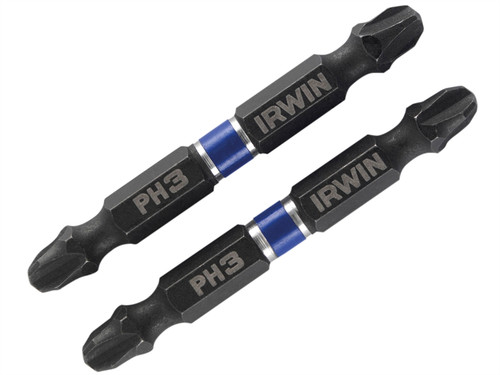Impact Double Ended Screwdriver Bits Phillips PH3 60mm Pack of 2 | Toolden