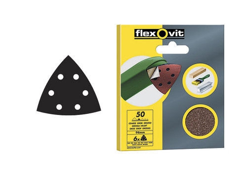 Flexovit FLV26401 Delta Hook & Loop Sanding Sheets 94mm Fine 120G (Pack of 6) | Toolden