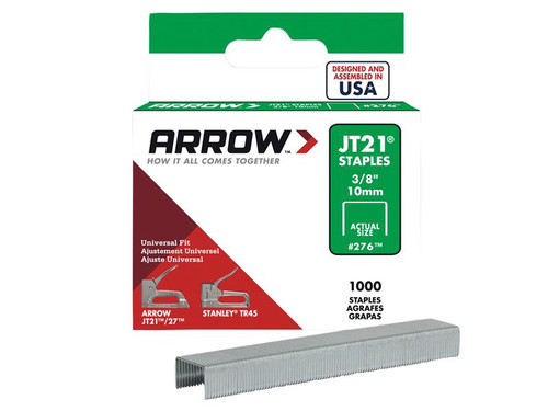 Arrow ARRJT2138S JT21 T27 Staples 10mm (3/8in) Box 1000 | Toolden