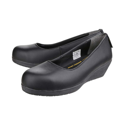 Amblers Safety FS107 Antibacterial Memory Foam Slip on Wedged Safety Court Shoe Black - 3