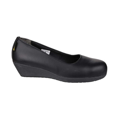 Amblers Safety FS107 Antibacterial Memory Foam Slip on Wedged Safety Court Shoe Black - 4