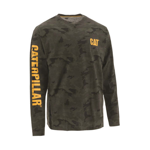 Caterpillar Trademark Banner Long Sleeve Tee Night Camo -