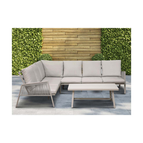 Dellonda DG57 Fusion Aluminium 4-Piece Outdoor Garden Corner Sofa & Coffee Table Set