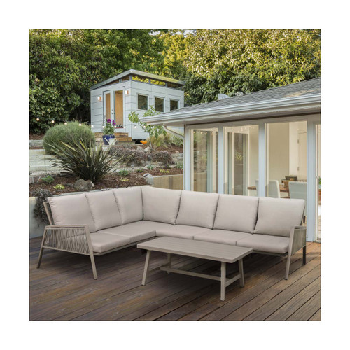 Dellonda DG57 Fusion Aluminium 4-Piece Outdoor Garden Corner Sofa & Coffee Table Set
