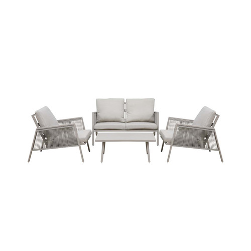 Dellonda DG56 Fusion Aluminium 4-Piece Outdoor Sofa, Armchairs & Coffee Table Set
