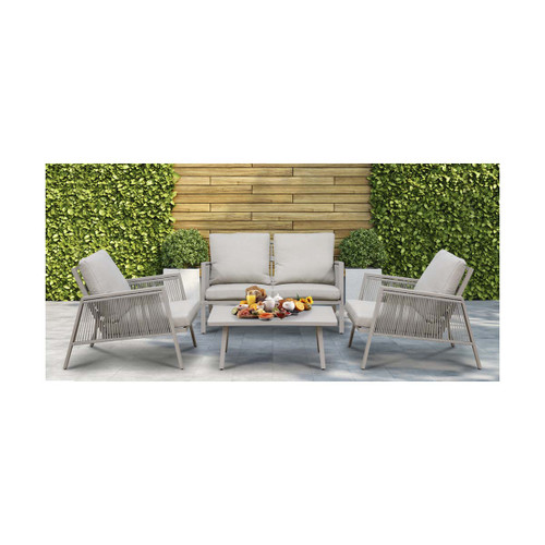 Dellonda DG56 Fusion Aluminium 4-Piece Outdoor Sofa, Armchairs & Coffee Table Set